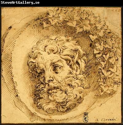 CARRACCI, Agostino Head of a Faun in a Concave (roundel) dsf